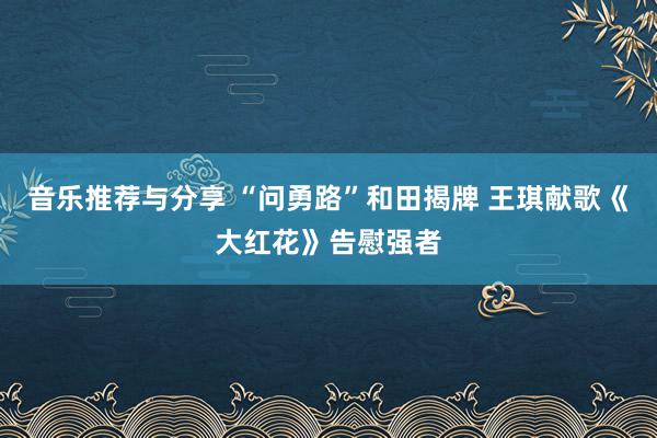 音乐推荐与分享 “问勇路”和田揭牌 王琪献歌《大红花》告慰强者